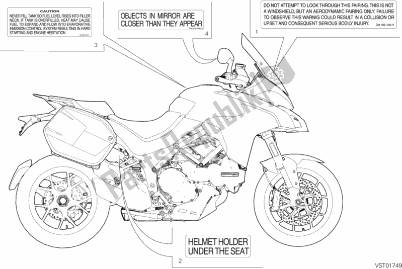 Todas as partes de Rótulo, Aviso do Ducati Multistrada 1260 S Touring USA 2019
